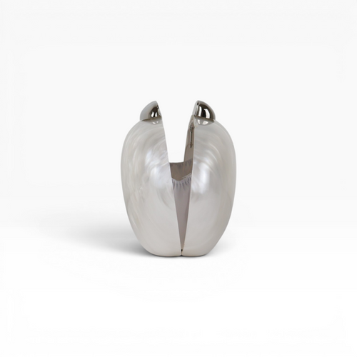 Bolsa Clutch Festa Acrílico Oval Branca