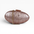 Bolsa de Festa Clutch Acrílico Oval Perolada Rosa