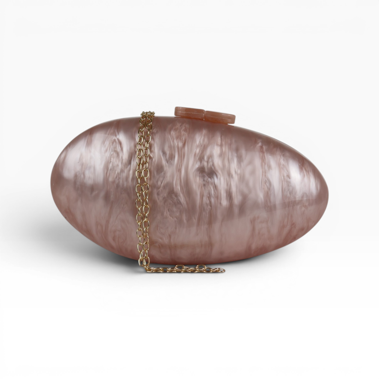 Bolsa de Festa Clutch Acrílico Oval Perolada Rosa