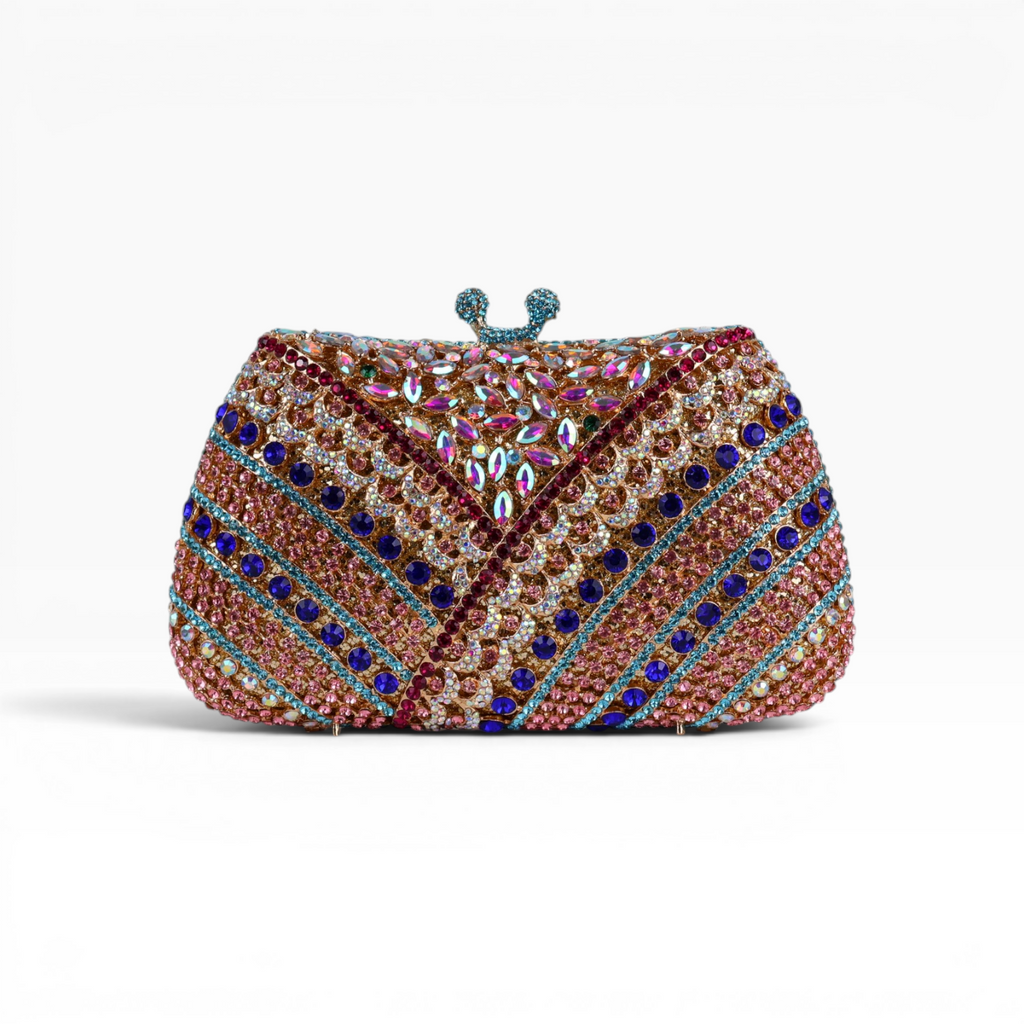 Bolsa Festa Clutch Pedraria Strass Colorida