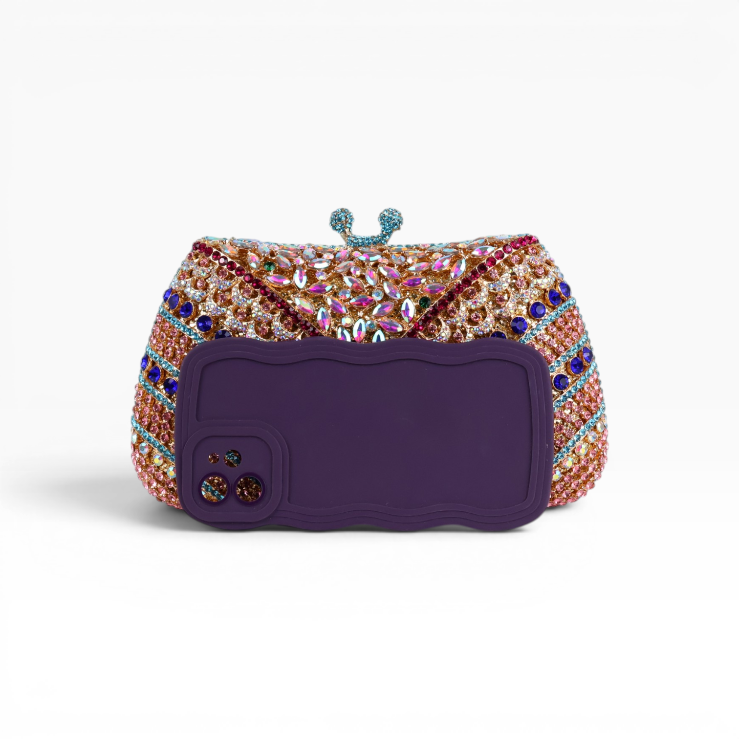 Bolsa Festa Clutch Pedraria Strass Colorida