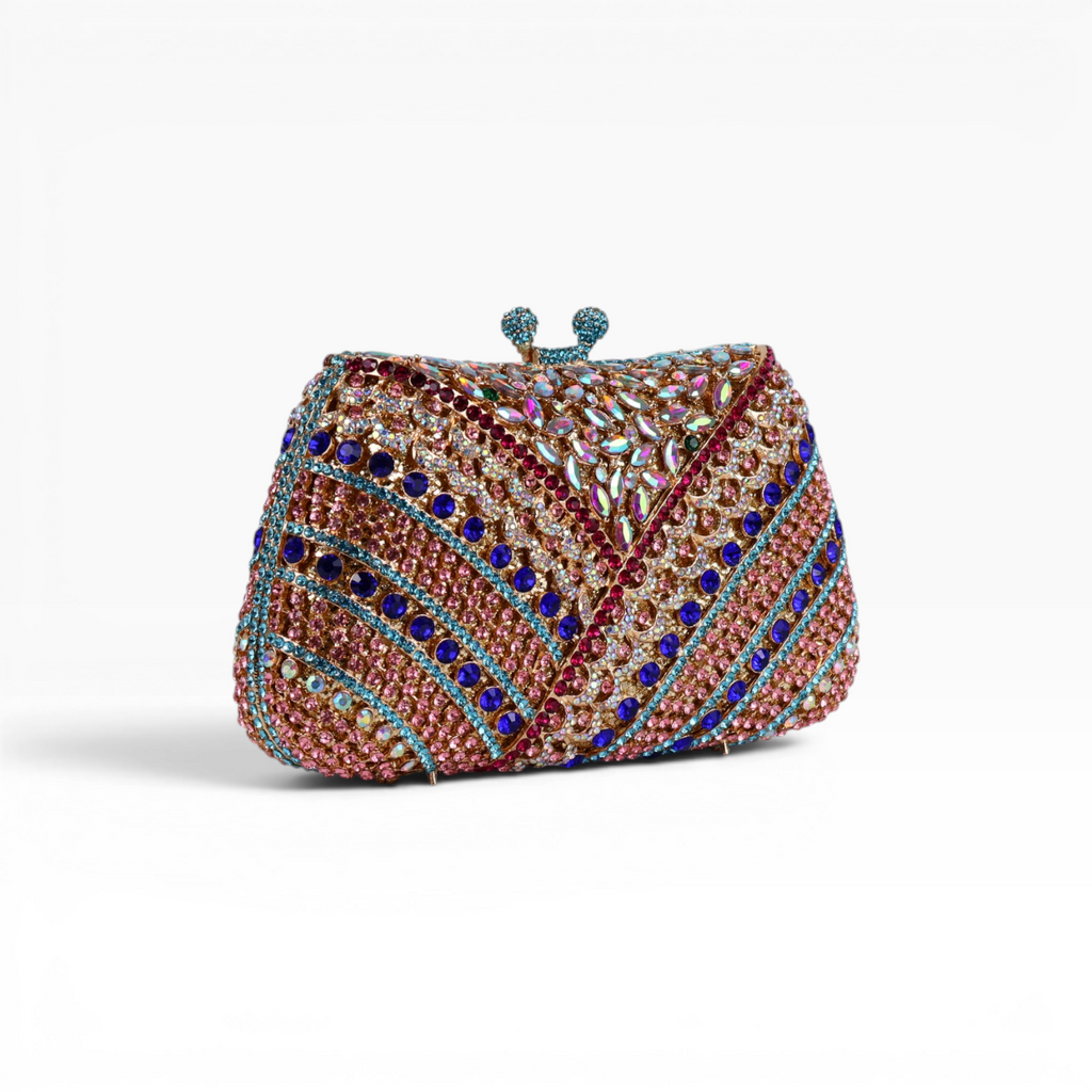 Bolsa Festa Clutch Pedraria Strass Colorida