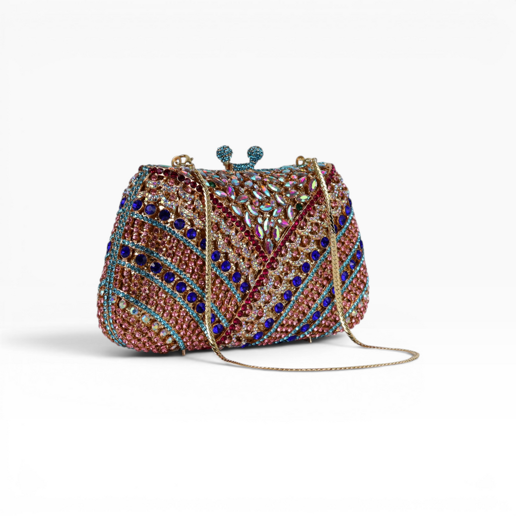 Bolsa Festa Clutch Pedraria Strass Colorida