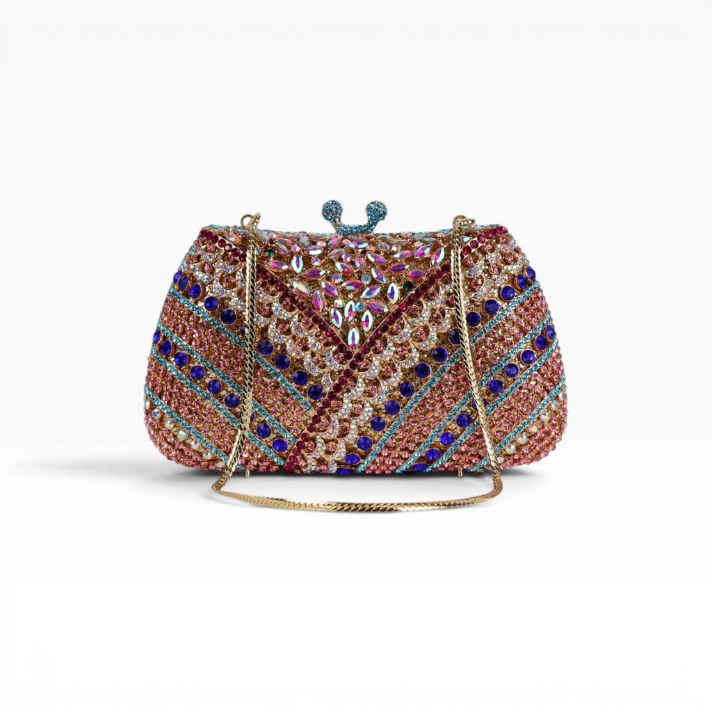 Bolsa Festa Clutch Pedraria Strass Colorida
