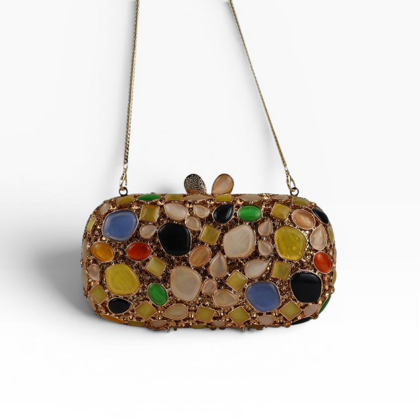 Bolsa Festa Clutch Pedraria Colorida