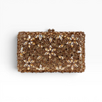 Bolsa Festa Clutch Pedraria Strass Dourada