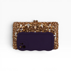 Bolsa Festa Clutch Pedraria Strass Dourada