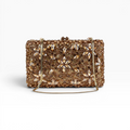 Bolsa Festa Clutch Pedraria Strass Dourada