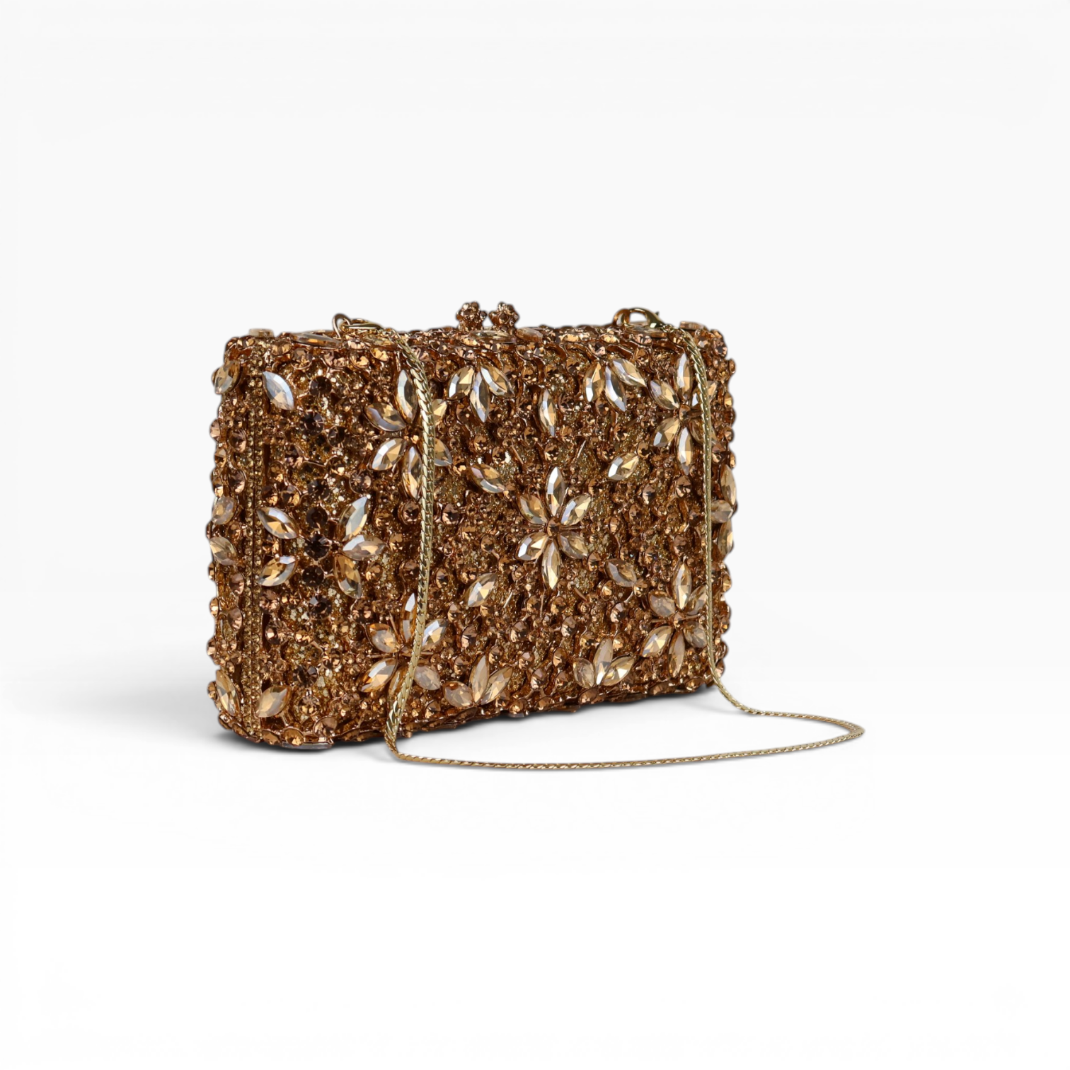 Bolsa Festa Clutch Pedraria Strass Dourada