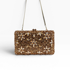 Bolsa Festa Clutch Pedraria Strass Dourada