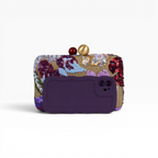 Bolsa Clutch Festa Bordada Flores Roxa