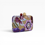Bolsa Clutch Festa Bordada Flores Roxa