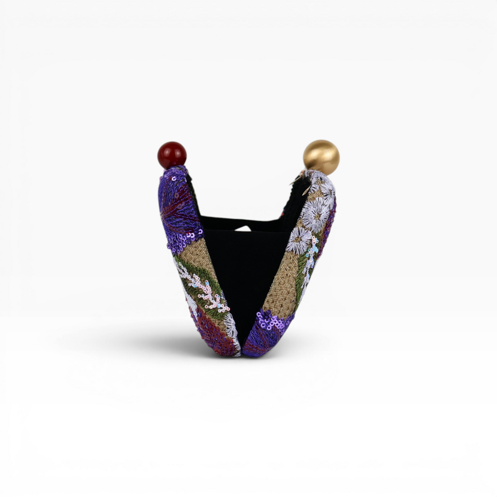 Bolsa Clutch Festa Bordada Flores Roxa