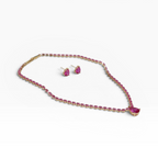 Kit Colar e Brinco - Rosa - Semijoia