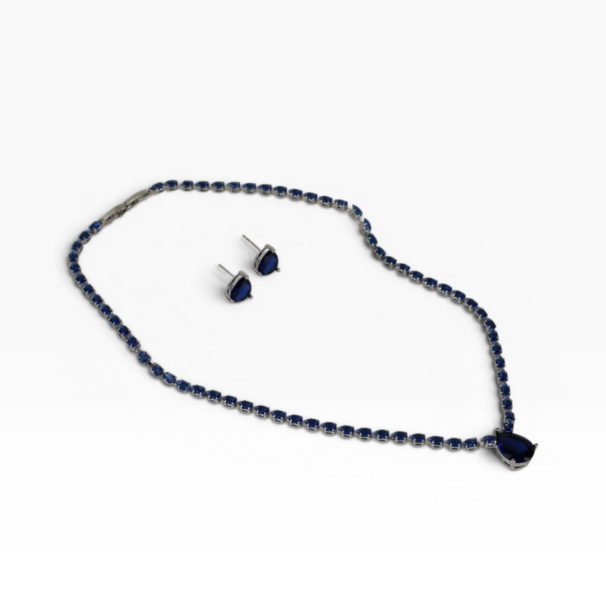 Kit Colar e Brinco - Azul - Semijoia