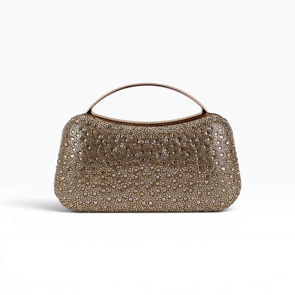 Bolsa de Mão Top Handle Strass Dourada