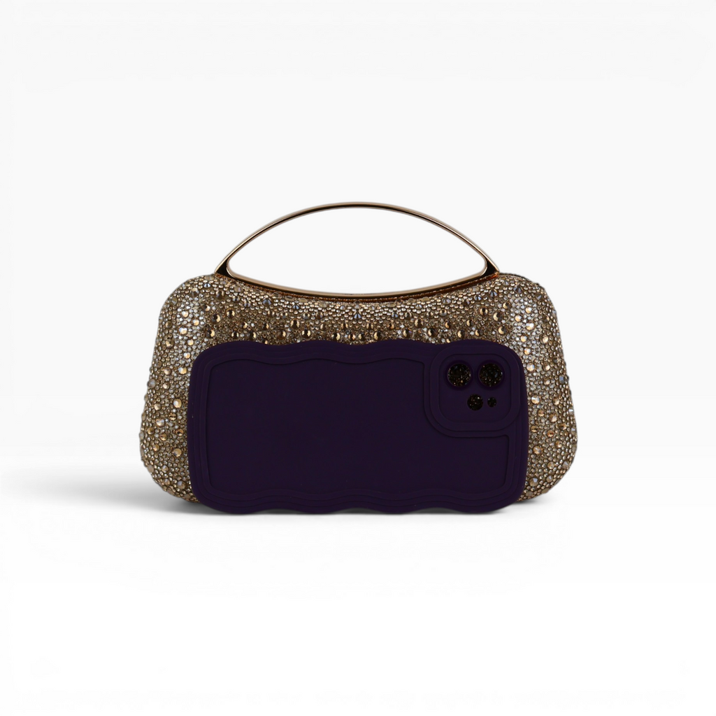 Bolsa de Mão Top Handle Strass Dourada