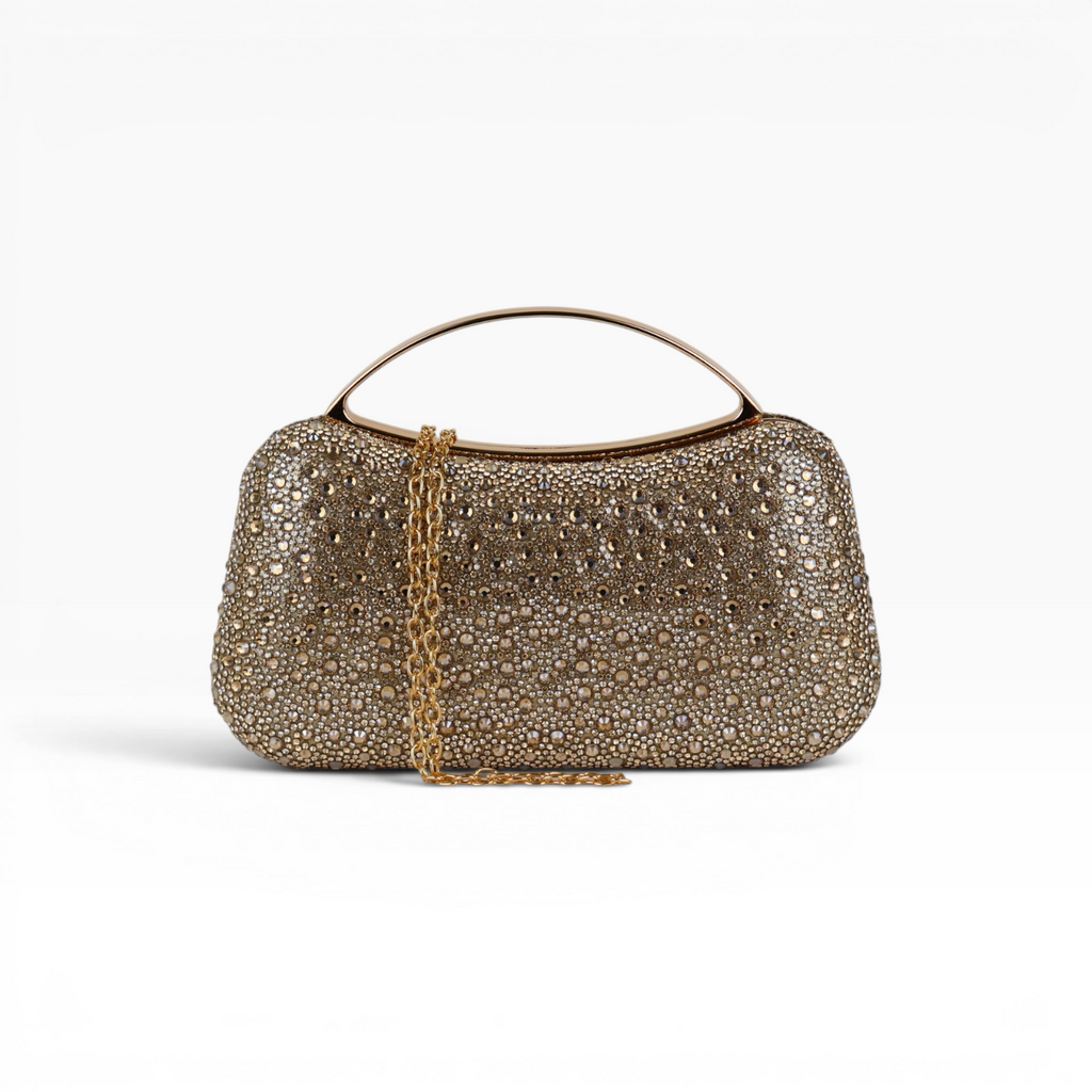 Bolsa de Mão Top Handle Strass Dourada