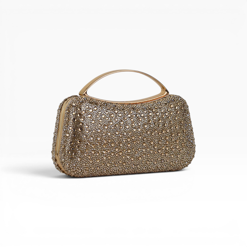 Bolsa de Mão Top Handle Strass Dourada