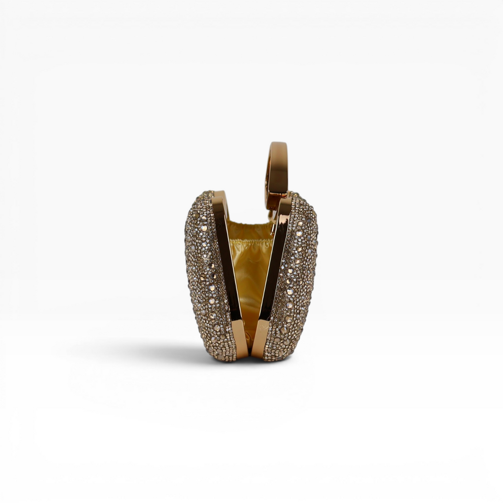 Bolsa de Mão Top Handle Strass Dourada