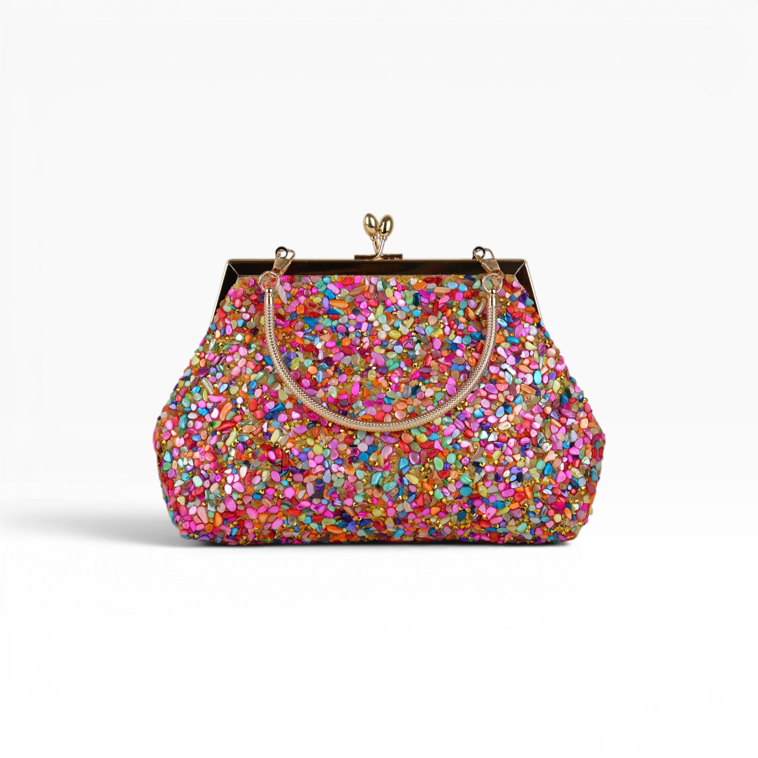 Bolsa Festa Clutch Pouch Pedraria Colorida
