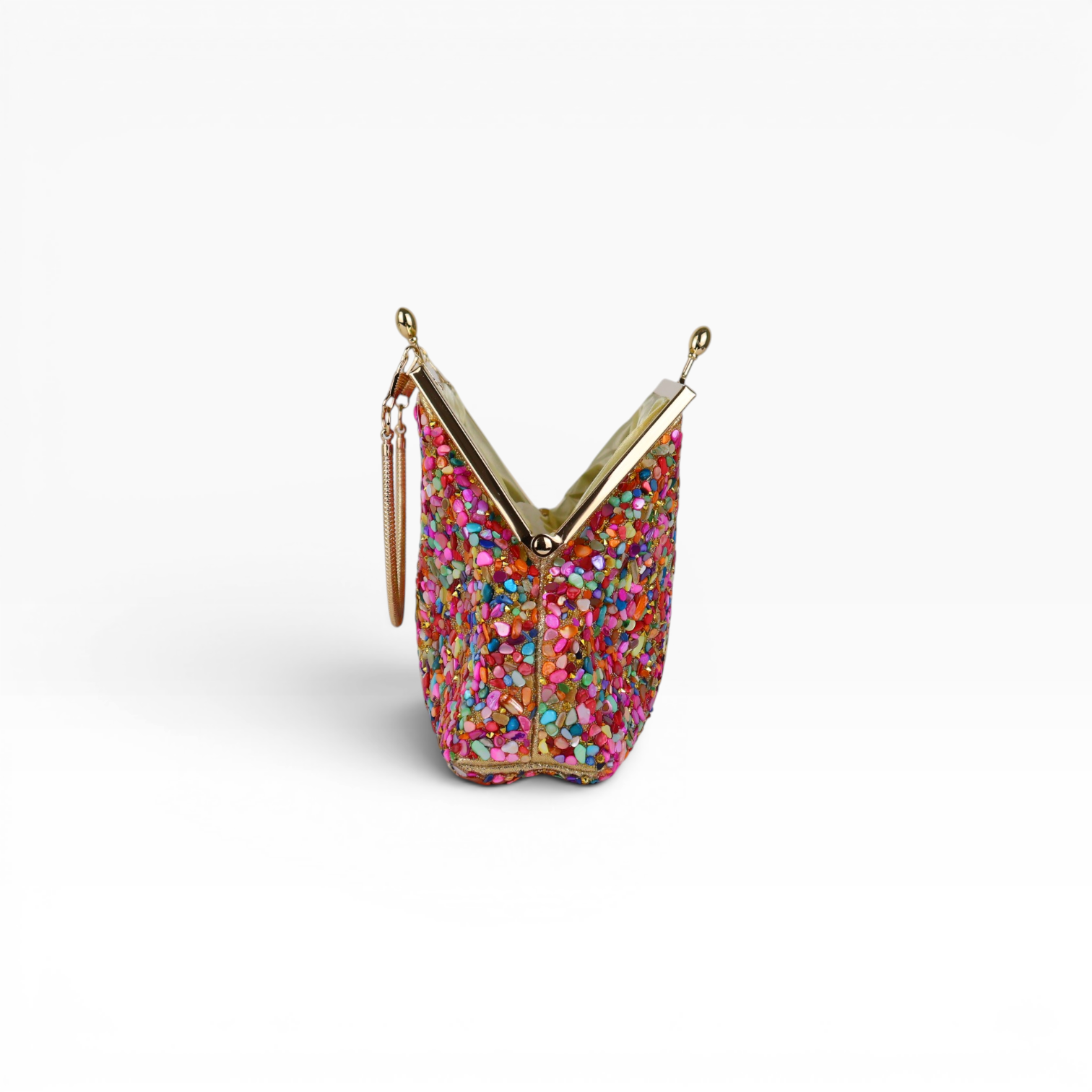Bolsa Festa Clutch Pouch Pedraria Colorida