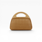 Bolsa de Mão Madeira e Palha Marrom Caramelo