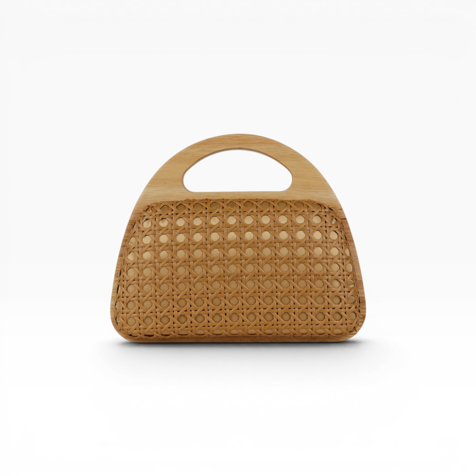 Bolsa de Mão Madeira e Palha Marrom Caramelo