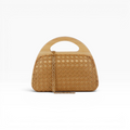 Bolsa de Mão Madeira e Palha Marrom Caramelo