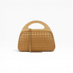 Bolsa de Mão Madeira e Palha Marrom Caramelo