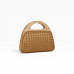 Bolsa de Mão Madeira e Palha Marrom Caramelo