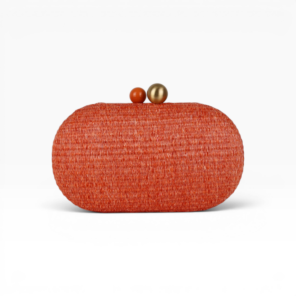 Bolsa de Festa Clutch Oval Palha Laranja
