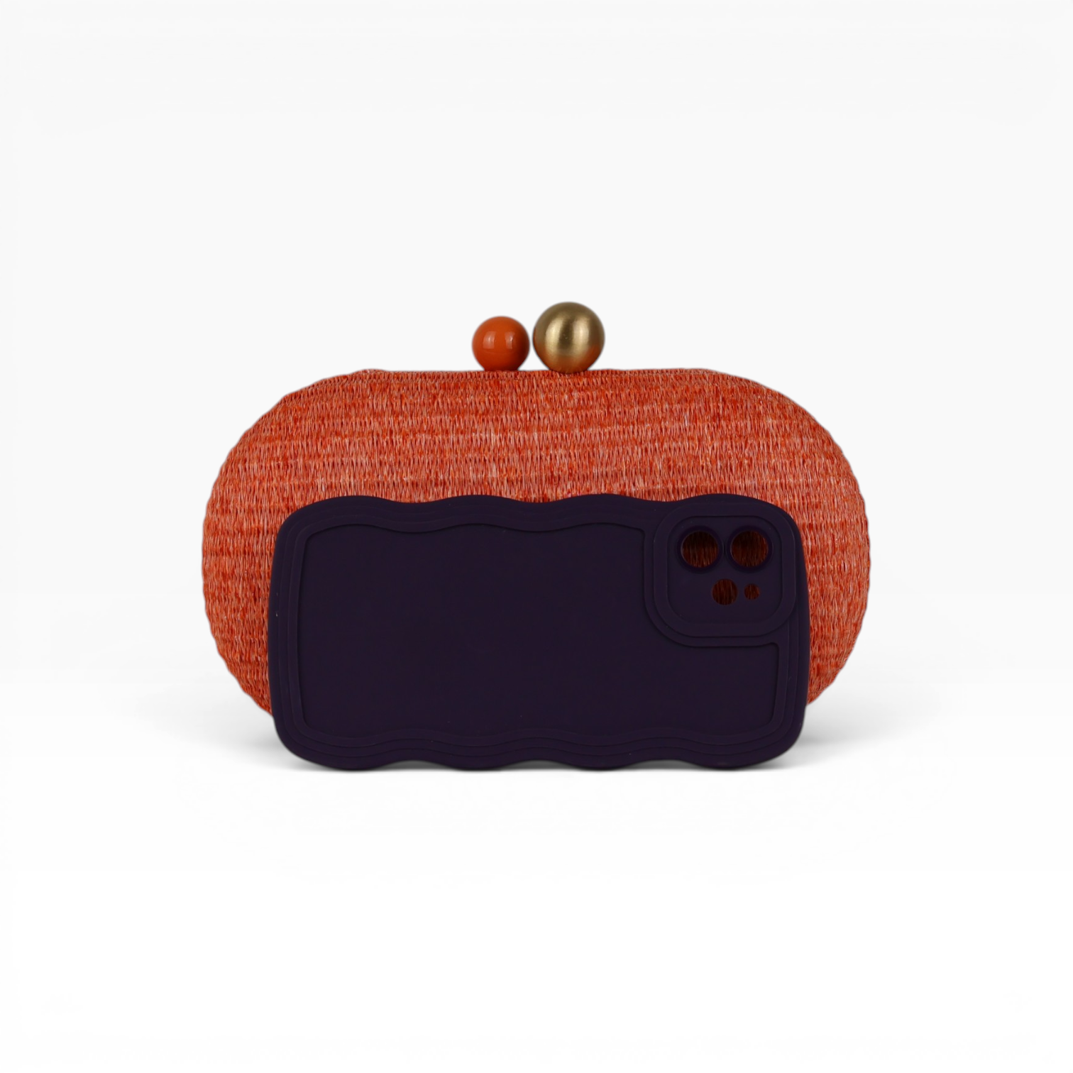 Bolsa de Festa Clutch Oval Palha Laranja