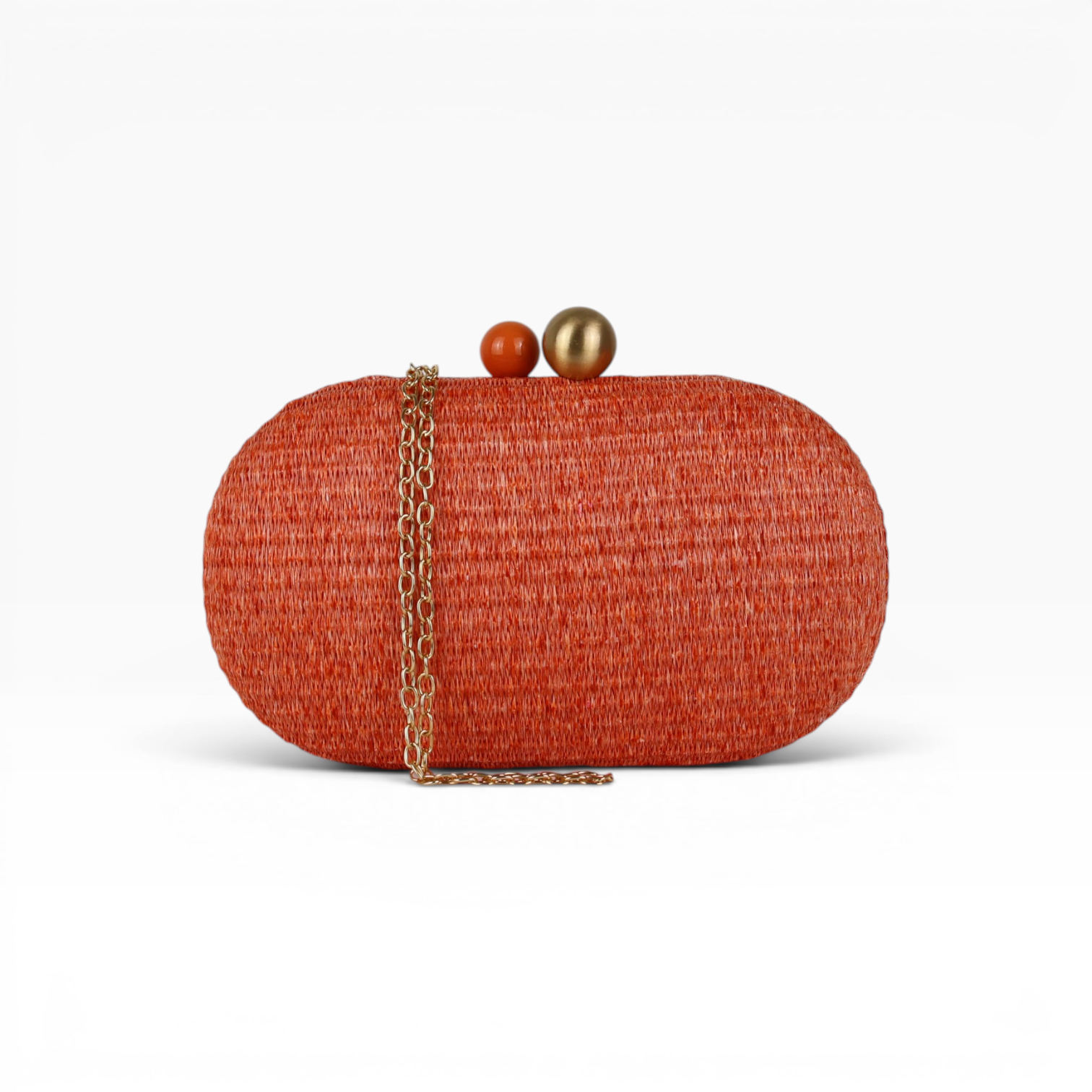 Bolsa de Festa Clutch Oval Palha Laranja