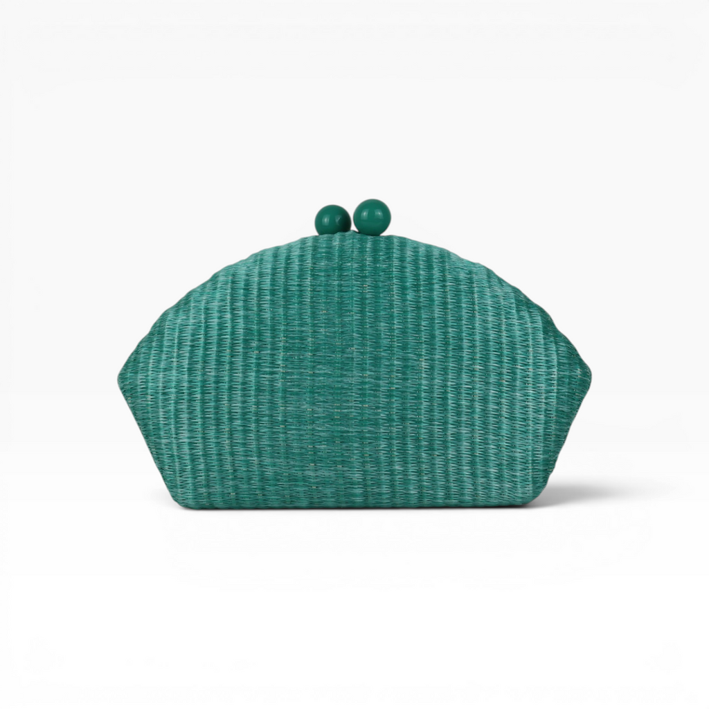 Bolsa de Festa Clutch Palha Turquesa