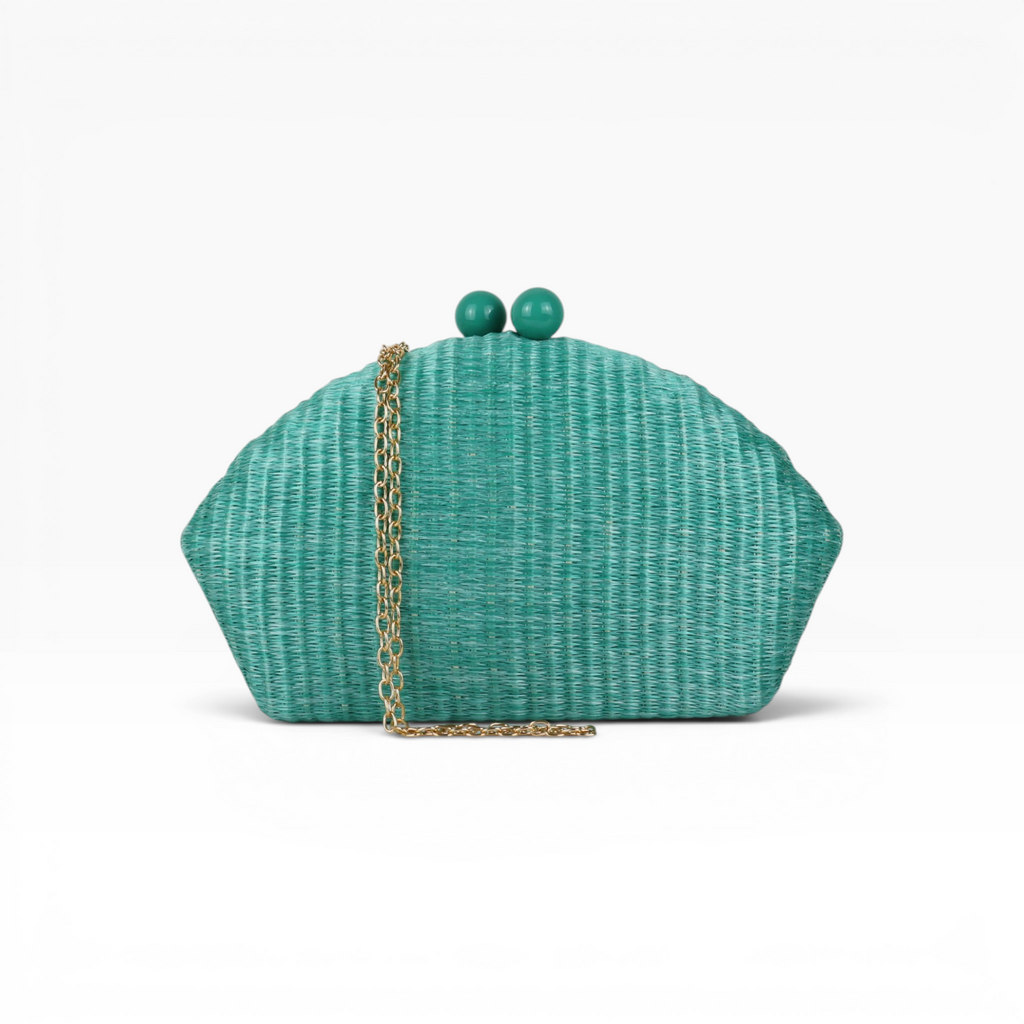 Bolsa de Festa Clutch Palha Turquesa