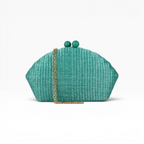 Bolsa de Festa Clutch Palha Turquesa