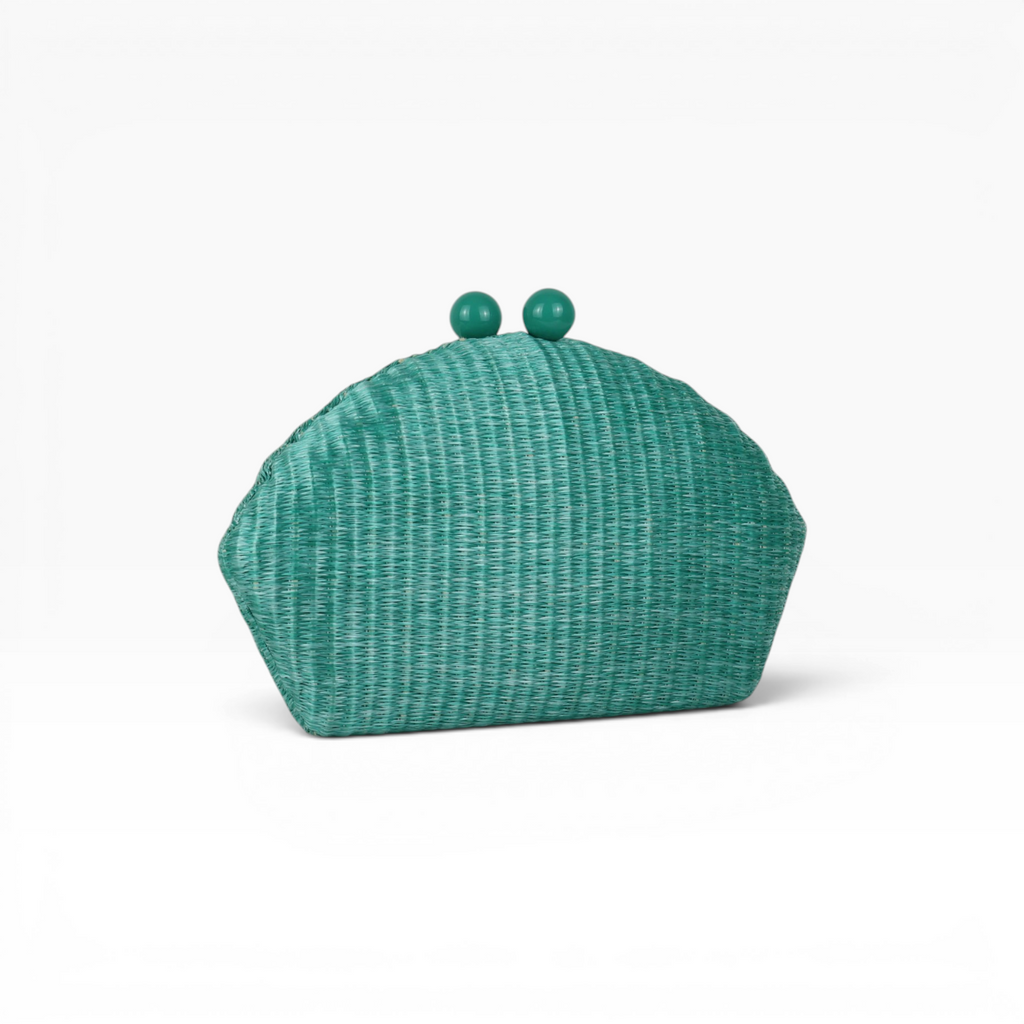 Bolsa de Festa Clutch Palha Turquesa