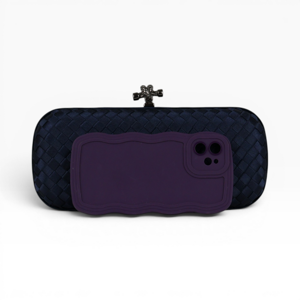 Clutch Tressê Cetim Inspired Grande Azul Marinho