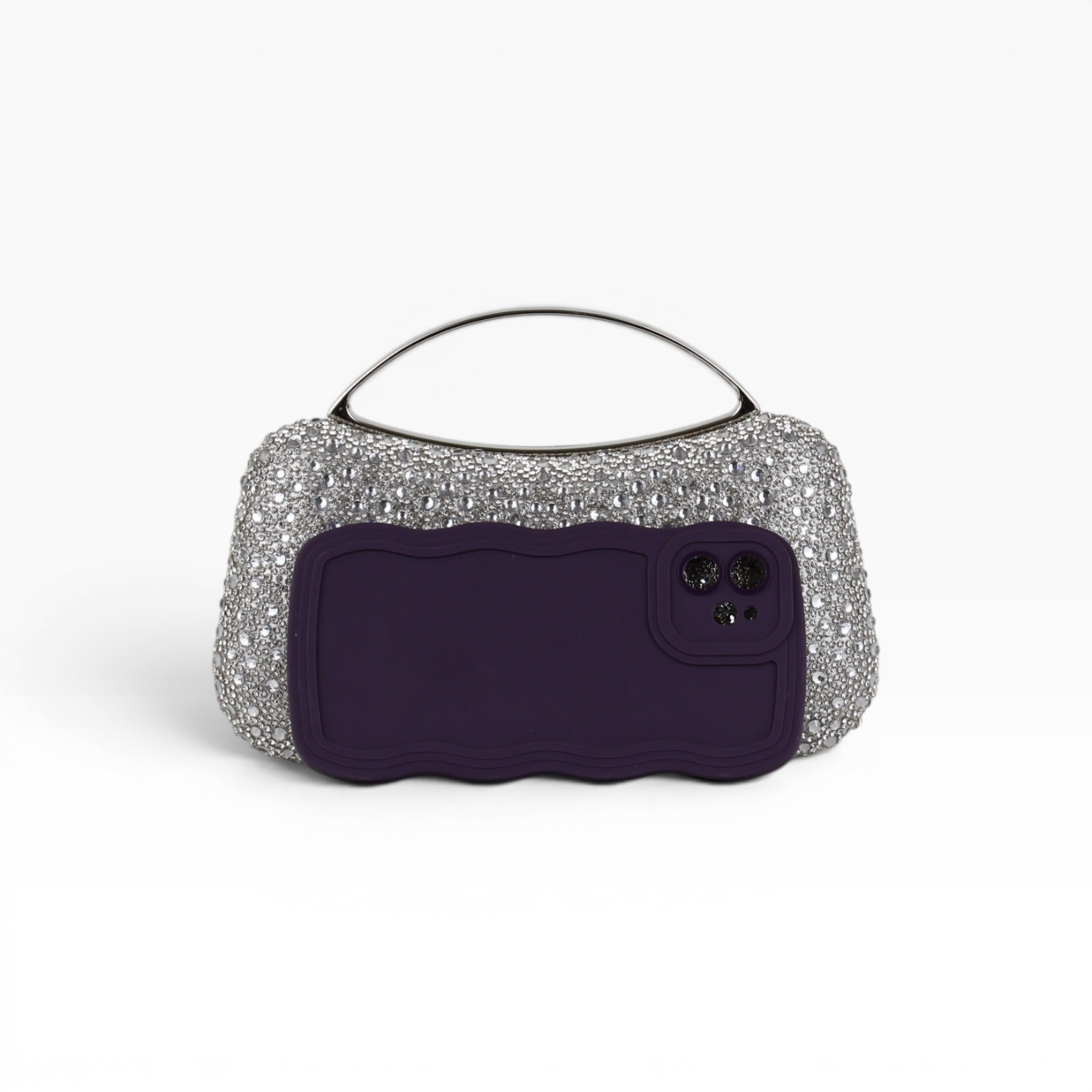 Bolsa de Mão Clutch Vidrilhos Prateada