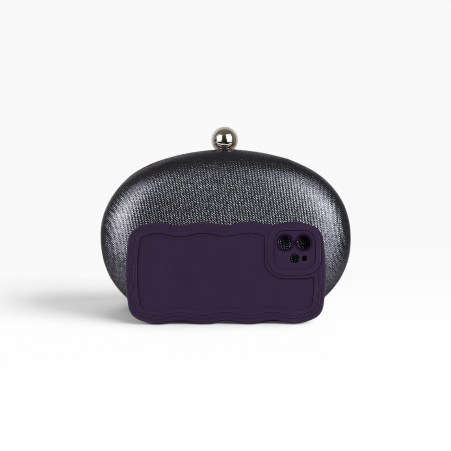 Bolsa Clutch Festa Oval Cinza Escuro