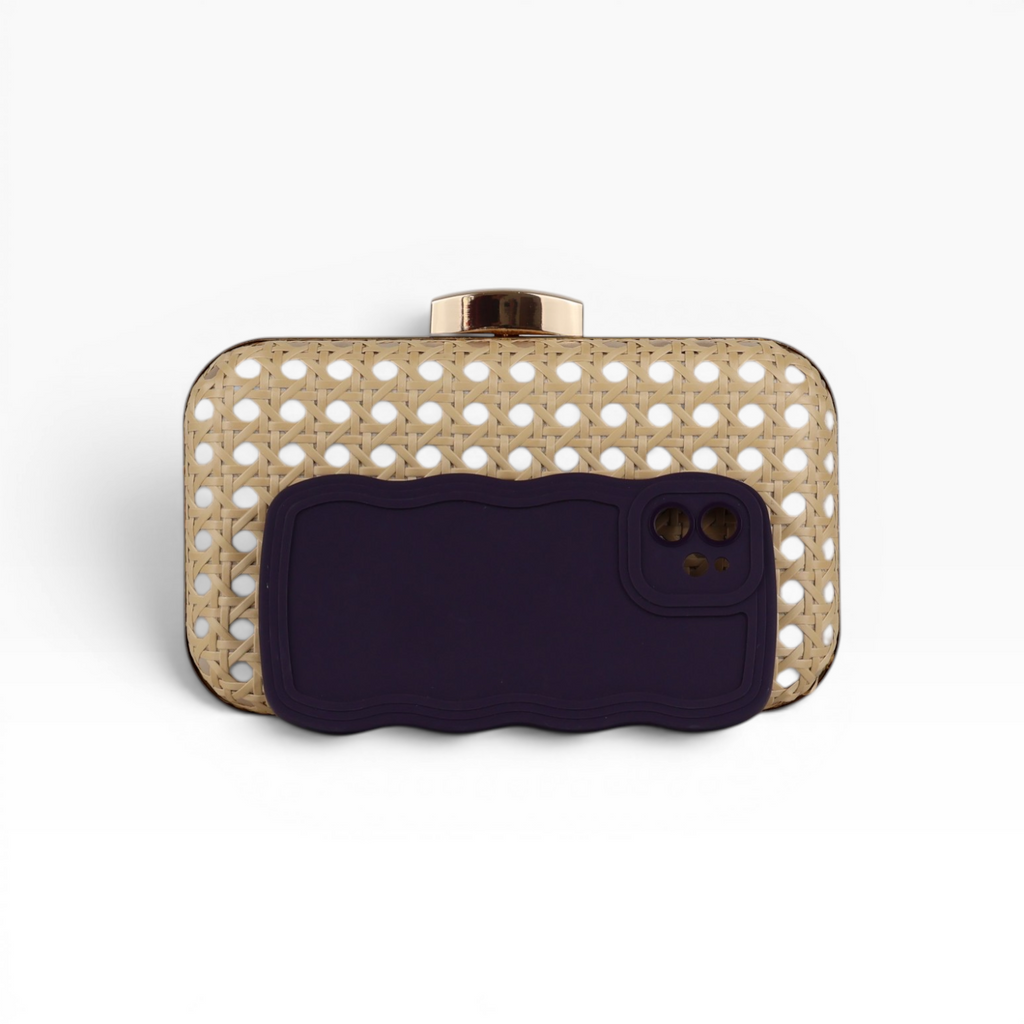 Bolsa Clutch Festa Palha da Índia Bege