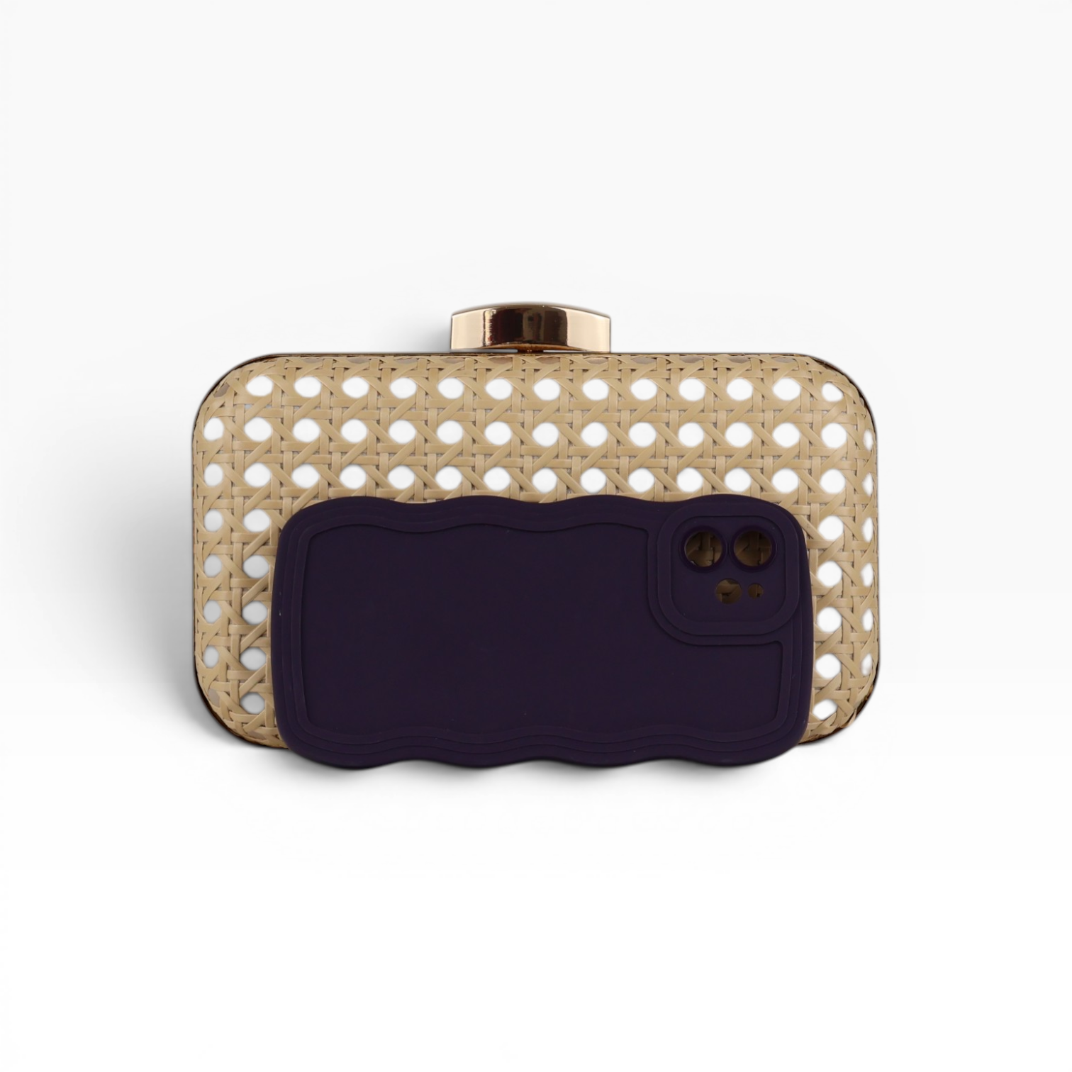 Bolsa Clutch Festa Palha da Índia Bege