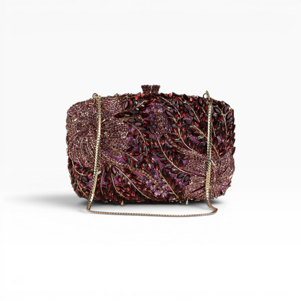 Bolsa Festa Clutch Pedraria Strass Roxa
