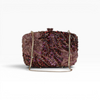 Bolsa Festa Clutch Pedraria Strass Roxa