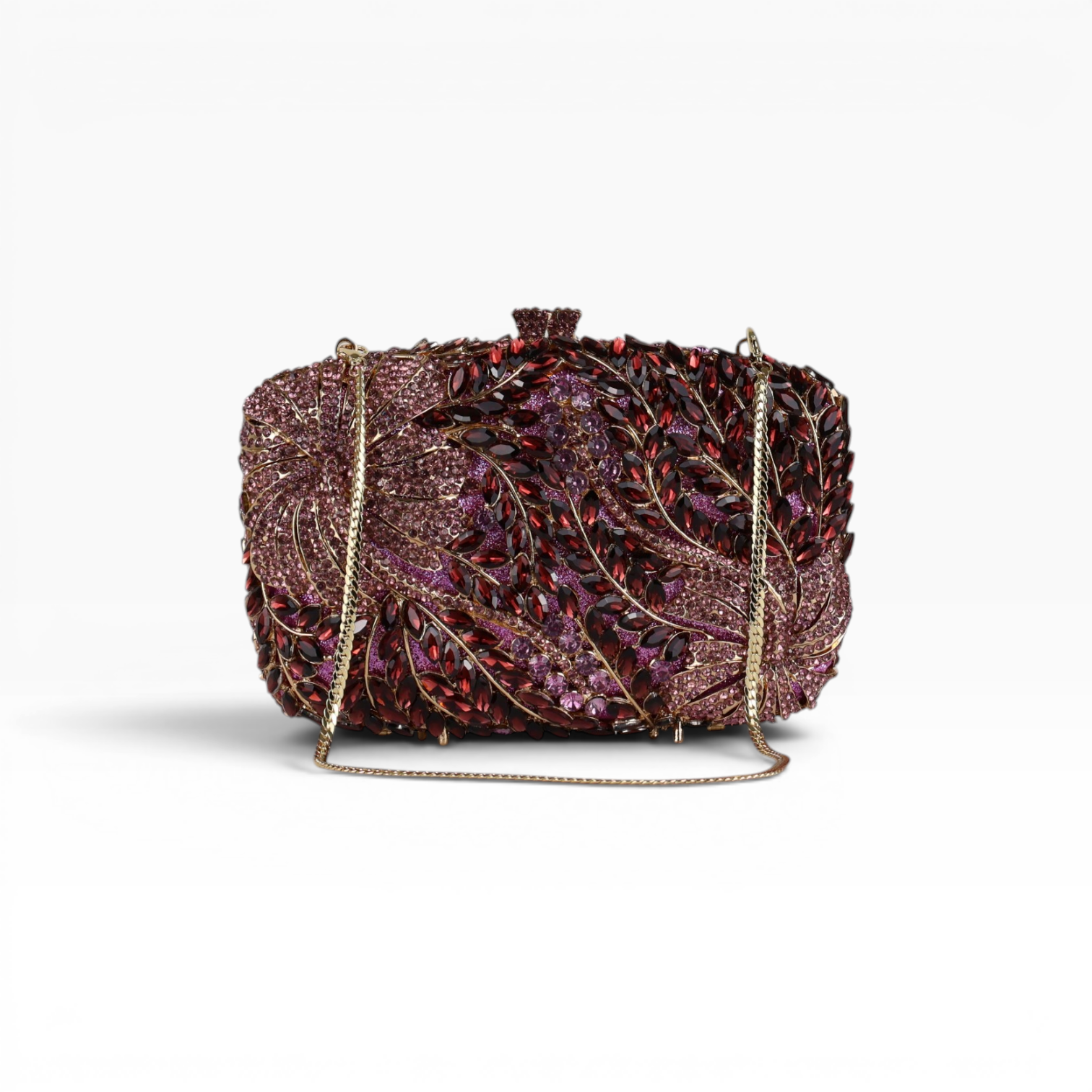 Bolsa Festa Clutch Pedraria Strass Roxa