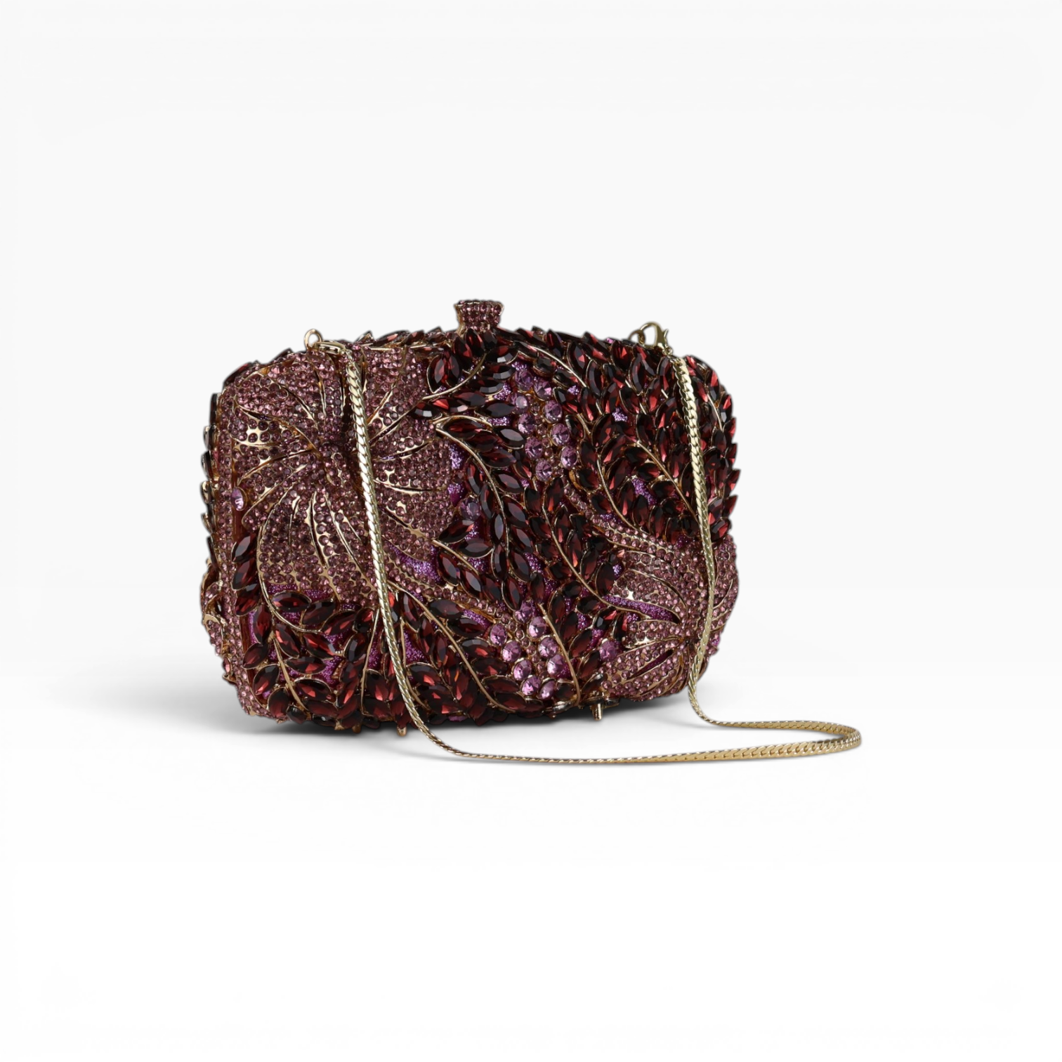 Bolsa Festa Clutch Pedraria Strass Roxa