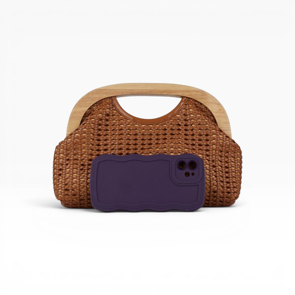 Bolsa de Mão Pouch Trama Marrom Escuro