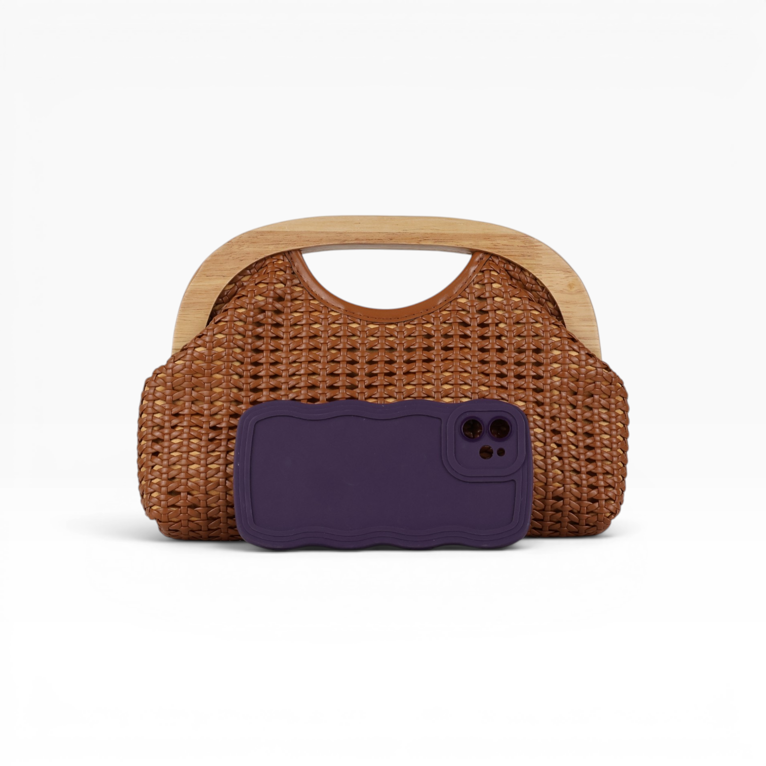 Bolsa de Mão Pouch Trama Marrom Escuro