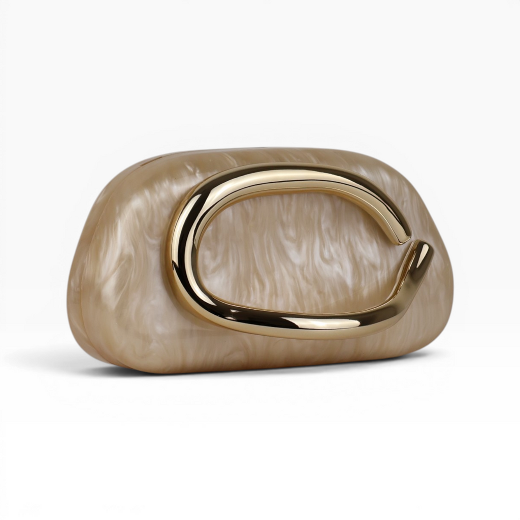 Bolsa de Festa Clutch Acrílico Perolada Bege